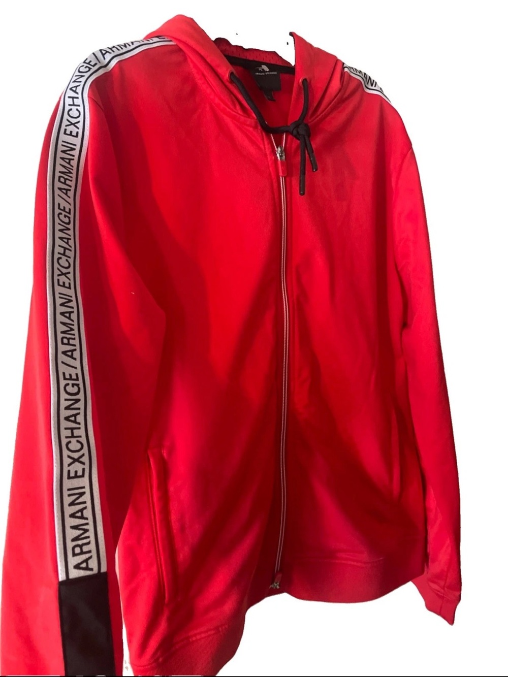 Armani Exchange Vintage Men's S Track Full Zip Red Jacket hooded sleeve logos